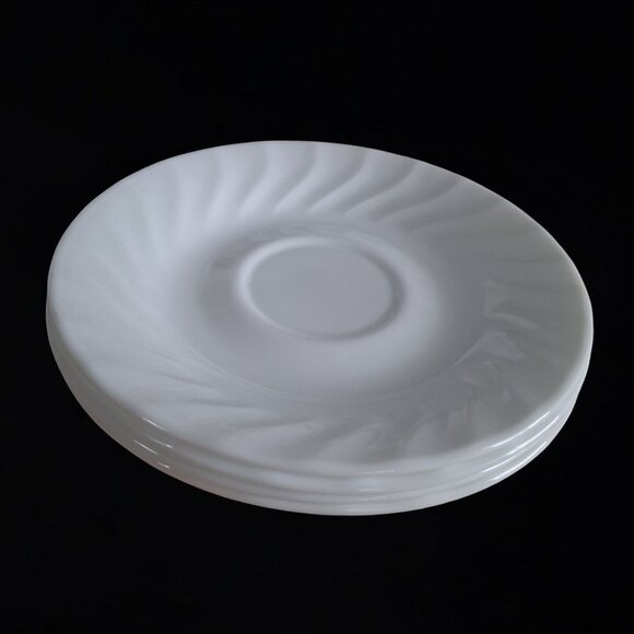 Corelle Corning Saucer Plates White Swirl Pattern‎ Set of 4 Replacement Lot - Picture 3 of 5